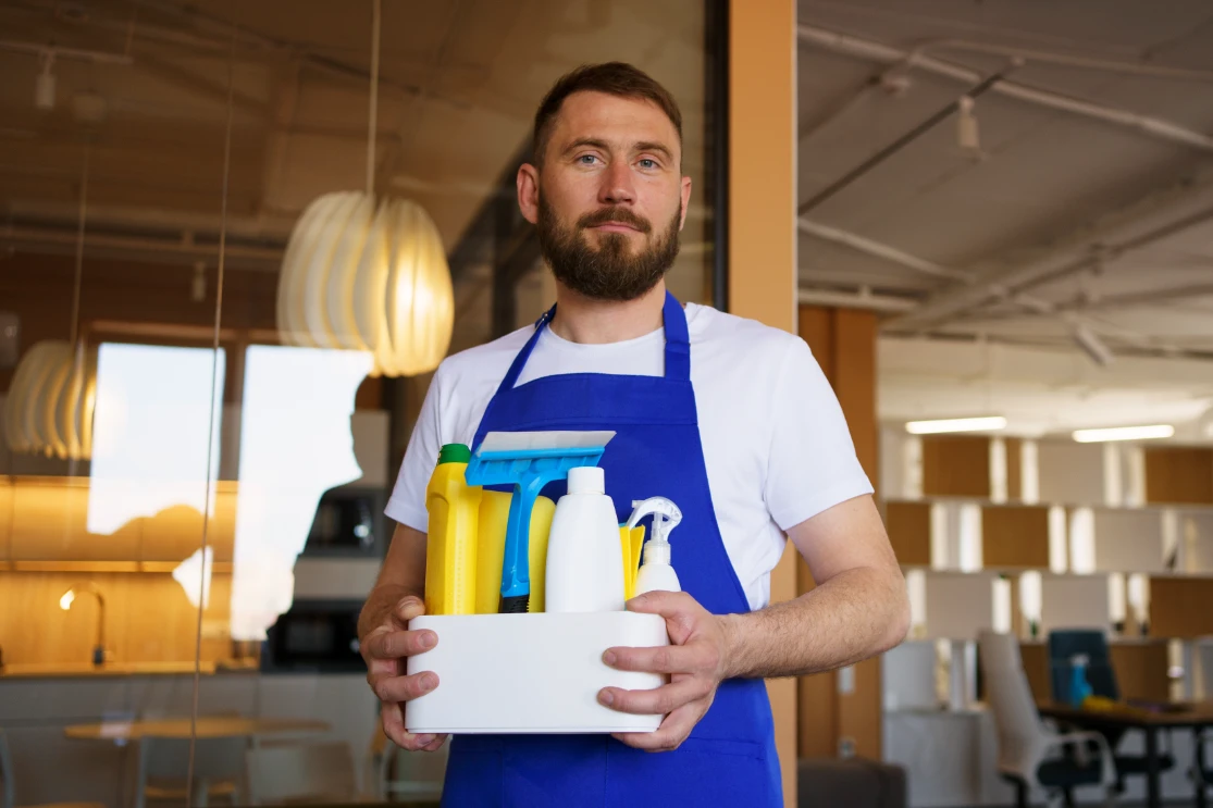 view-professional-cleaning-service-person-holding-supplies Why choose Interworld school cleaning services